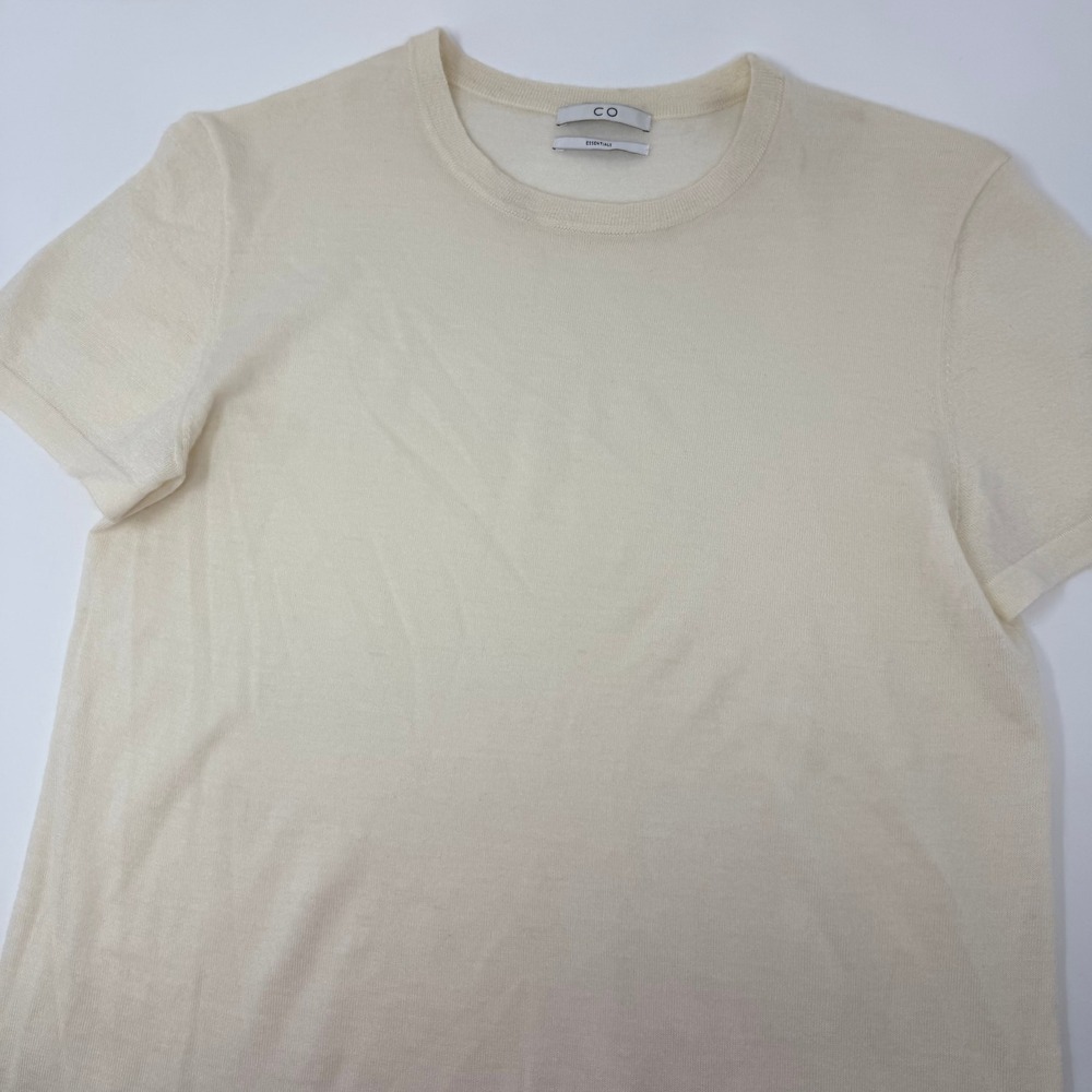 Co Essentials 100% Cashmere Short Sleeve Sweater Off White Women's Size XS